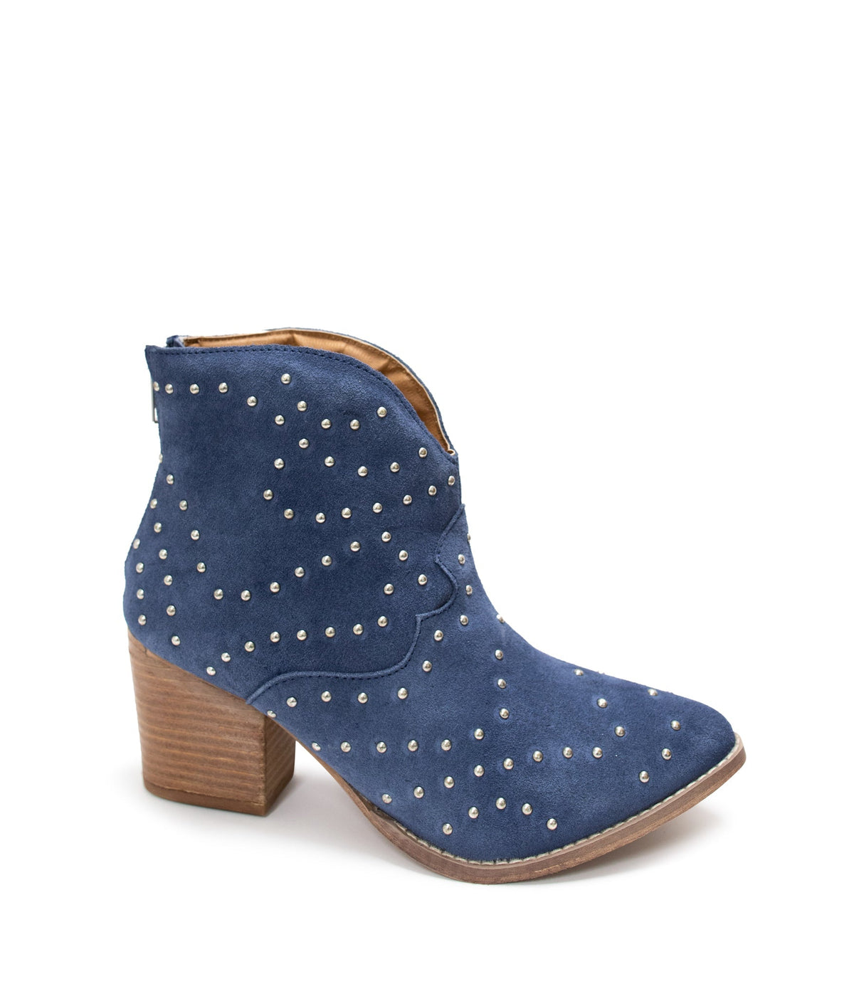 Twilight Studded Heeled Ankle Boot in Denim - 1985 the VAULT Boutique