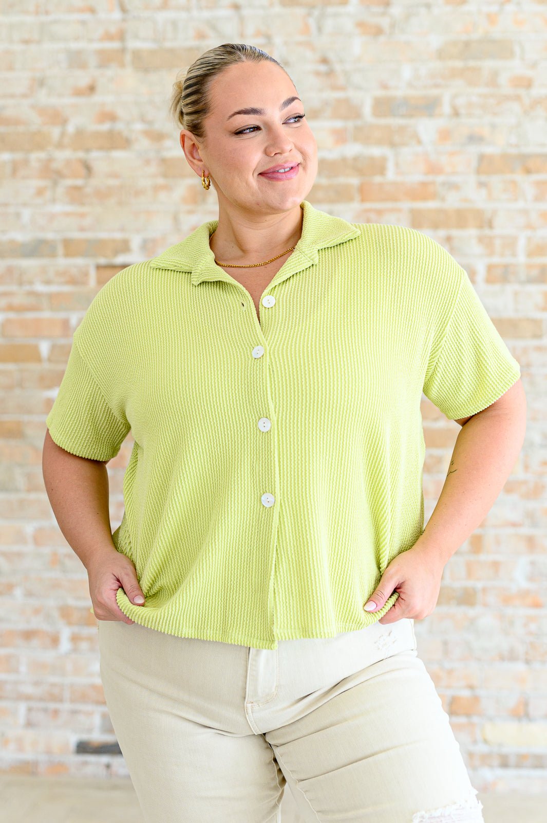 Two's Company Ribbed Button Down - Happily Ever Atchison Shop Co.