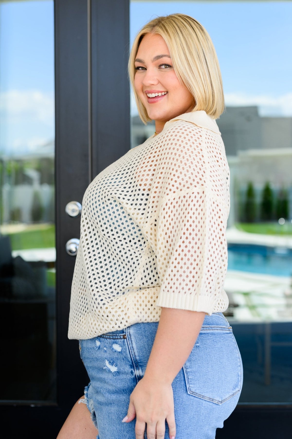 Under The Boardwalk Fishnet Collared Top - Happily Ever Atchison Shop Co.