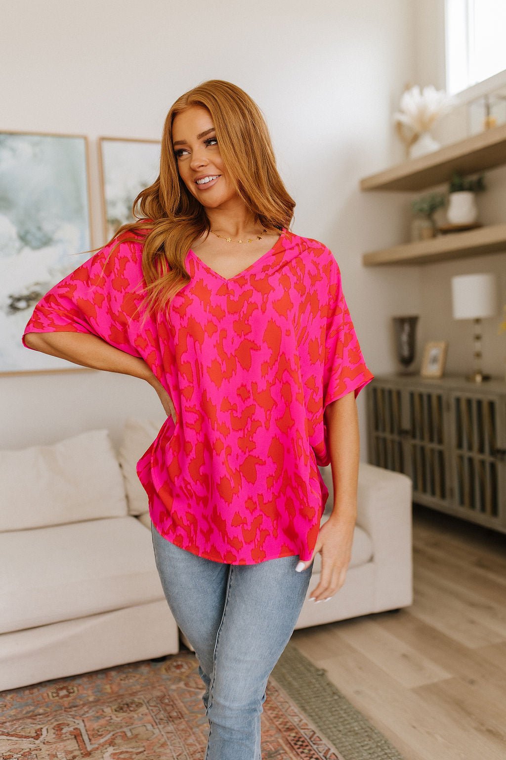 Unforgettable V - Neck Animal Print Blouse - Happily Ever Atchison Shop Co.