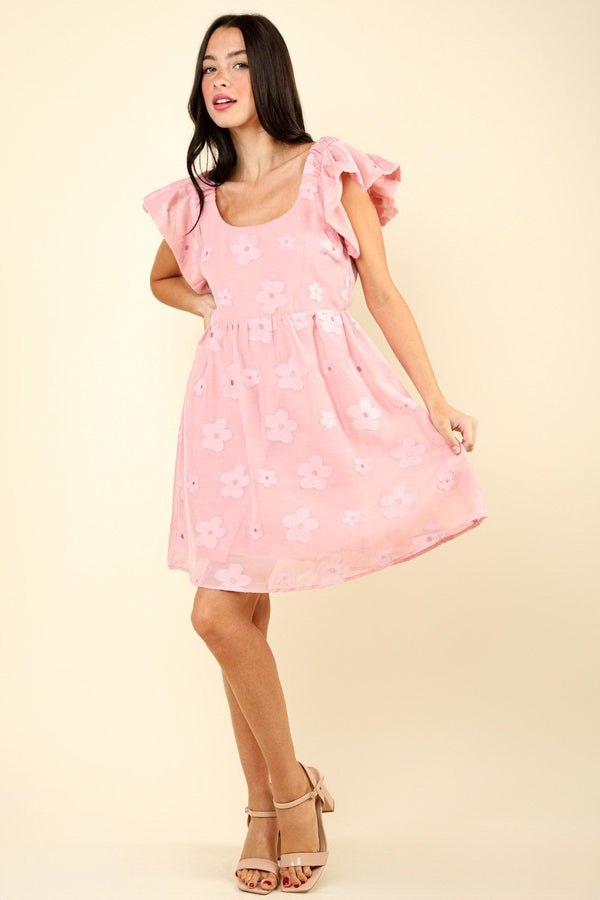 VERY J Flower Embroidered Organza Mini Dress - Happily Ever Atchison Shop Co.