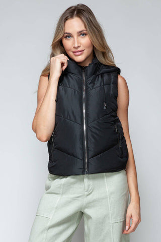 Snobbish Zip Up Quilted Hooded Vest - 1985 the VAULT Boutique