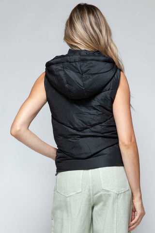 Snobbish Zip Up Quilted Hooded Vest - 1985 the VAULT Boutique