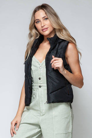 Snobbish Zip Up Quilted Hooded Vest - 1985 the VAULT Boutique