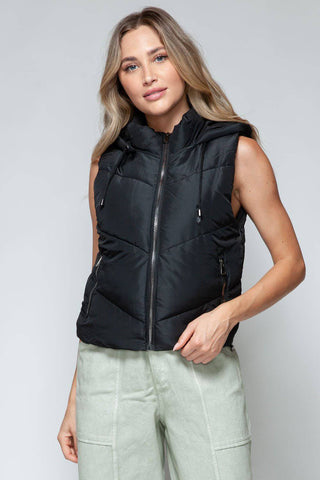 Snobbish Zip Up Quilted Hooded Vest - 1985 the VAULT Boutique