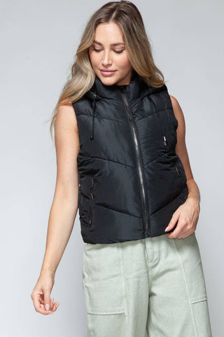 Snobbish Zip Up Quilted Hooded Vest - 1985 the VAULT Boutique