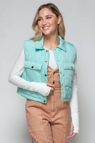 Snobbish Snap Down Quilted Crop Vest - 1985 the VAULT Boutique