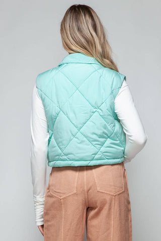 Snobbish Snap Down Quilted Crop Vest - 1985 the VAULT Boutique