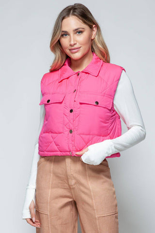 Snobbish Snap Down Quilted Crop Vest - 1985 the VAULT Boutique