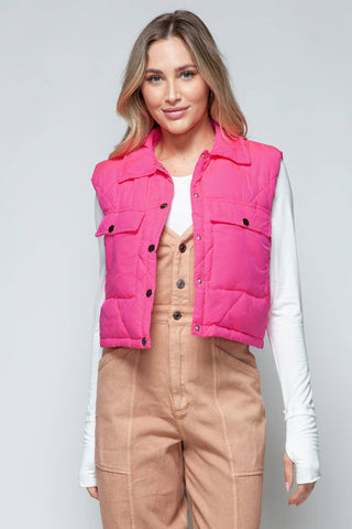 Snobbish Snap Down Quilted Crop Vest - 1985 the VAULT Boutique