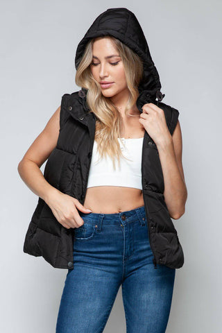 Snobbish Snap and Zip Closure Hooded Vest - 1985 the VAULT Boutique