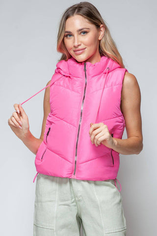 Snobbish Zip Up Quilted Hooded Vest - 1985 the VAULT Boutique