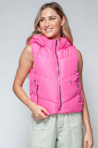 Snobbish Zip Up Quilted Hooded Vest - 1985 the VAULT Boutique