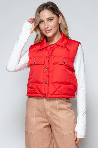 Snobbish Snap Down Quilted Crop Vest - 1985 the VAULT Boutique