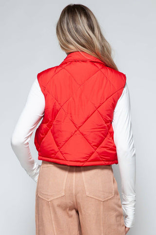 Snobbish Snap Down Quilted Crop Vest - 1985 the VAULT Boutique