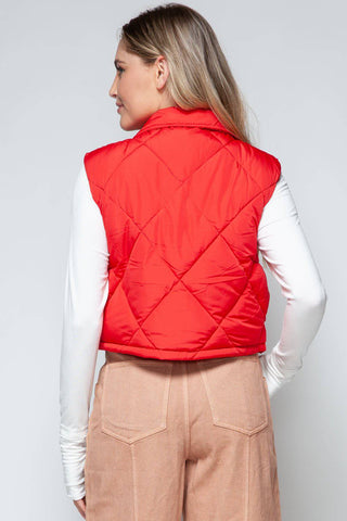 Snobbish Snap Down Quilted Crop Vest - 1985 the VAULT Boutique