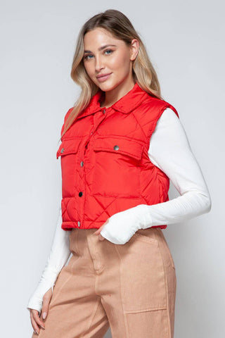 Snobbish Snap Down Quilted Crop Vest - 1985 the VAULT Boutique