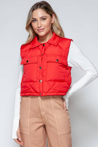 Snobbish Snap Down Quilted Crop Vest - 1985 the VAULT Boutique