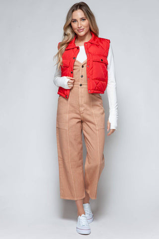 Snobbish Snap Down Quilted Crop Vest - 1985 the VAULT Boutique