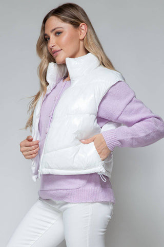 Snobbish Zip Up Turtleneck Shiny Quilted Vest - 1985 the VAULT Boutique