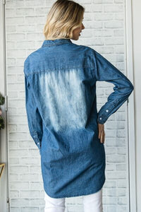 Veveret Pocketed Button Up Washed Denim Shirt - Happily Ever Atchison Shop Co.