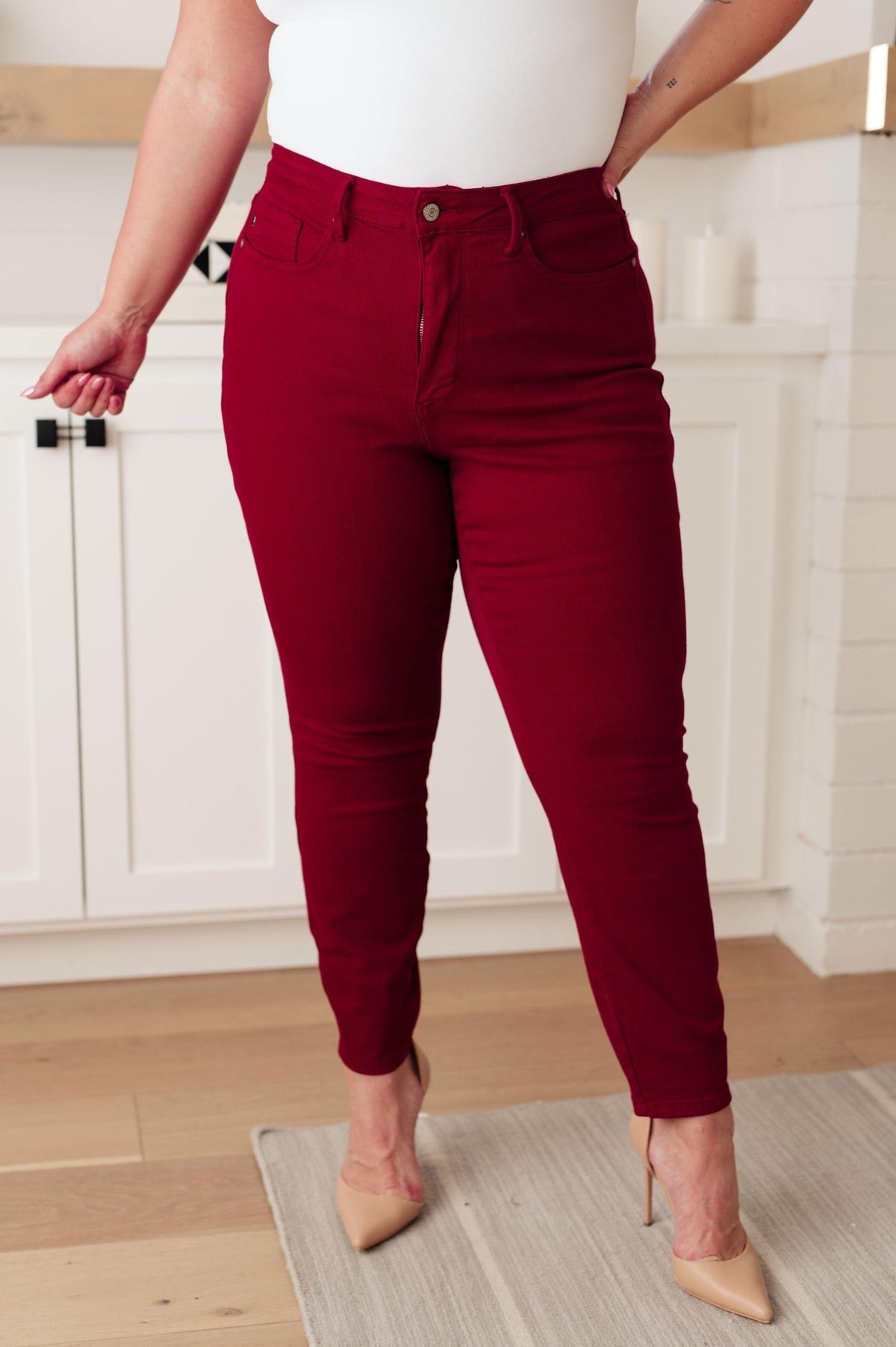 Wanda High Rise Control Top Skinny Jeans Scarlet - Happily Ever Atchison Shop Co.