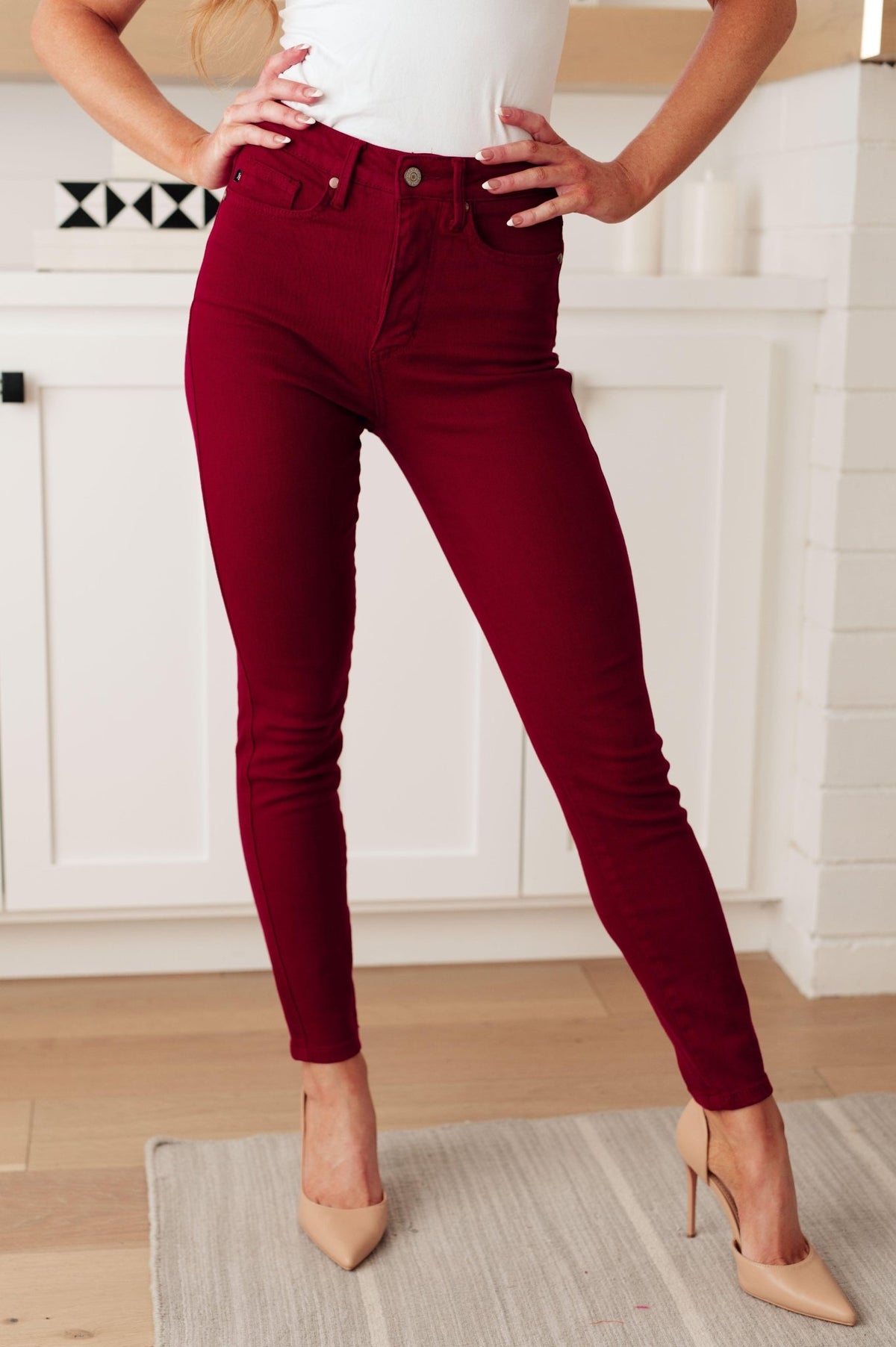 Wanda High Rise Control Top Skinny Jeans Scarlet - Happily Ever Atchison Shop Co.