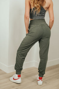 Where Are You High Rise Joggers in Olive - Happily Ever Atchison Shop Co.