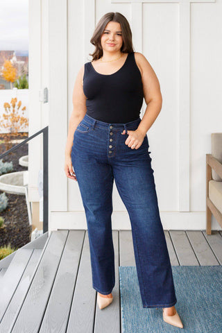 Arlo High Rise Button-Fly Straight Jeans - 1985 the VAULT Boutique