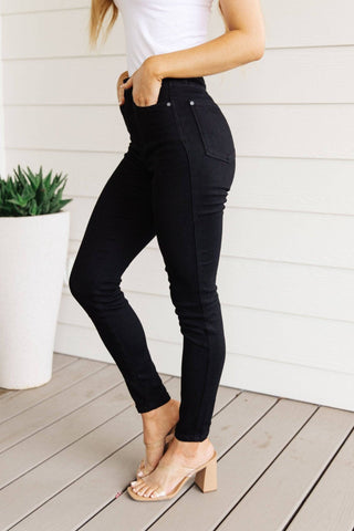 Audrey High Rise Control Top Classic Skinny Jeans in Black - 1985 the VAULT Boutique