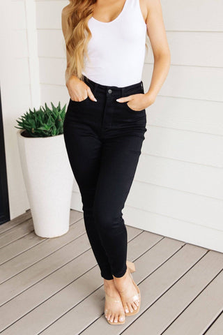 Audrey High Rise Control Top Classic Skinny Jeans in Black - 1985 the VAULT Boutique