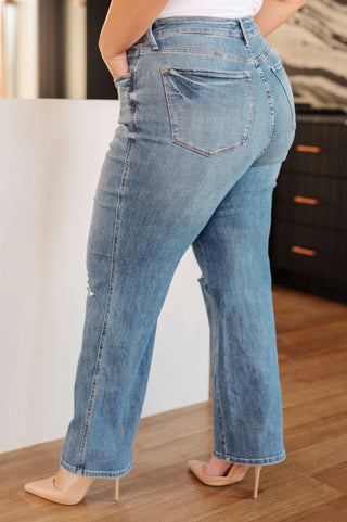 Bree High Rise Control Top Distressed Straight Jeans - 1985 the VAULT Boutique