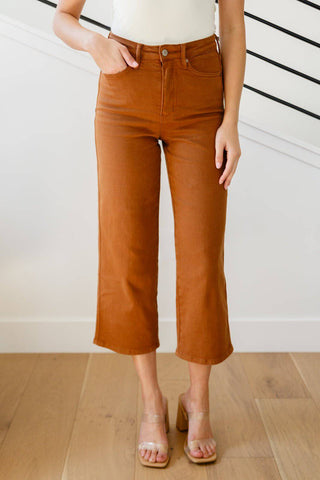 Briar High Rise Control Top Wide Leg Crop Jeans in Camel - 1985 the VAULT Boutique