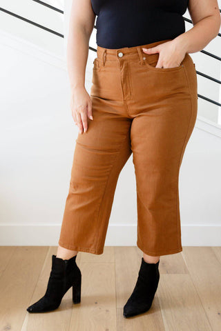 Briar High Rise Control Top Wide Leg Crop Jeans in Camel - 1985 the VAULT Boutique