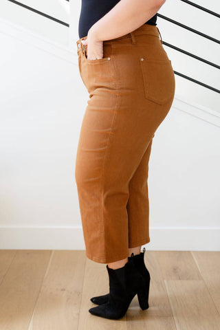 Briar High Rise Control Top Wide Leg Crop Jeans in Camel - 1985 the VAULT Boutique