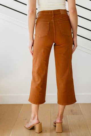 Briar High Rise Control Top Wide Leg Crop Jeans in Camel - 1985 the VAULT Boutique