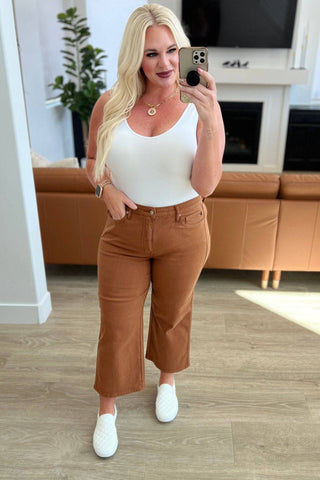 Briar High Rise Control Top Wide Leg Crop Jeans in Camel - 1985 the VAULT Boutique