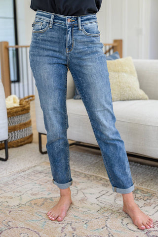 Corey Hi Rise Bleach Splash Boyfriend Jeans - 1985 the VAULT Boutique