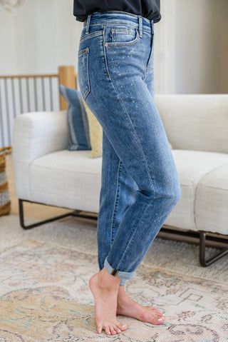 Corey Hi Rise Bleach Splash Boyfriend Jeans - 1985 the VAULT Boutique