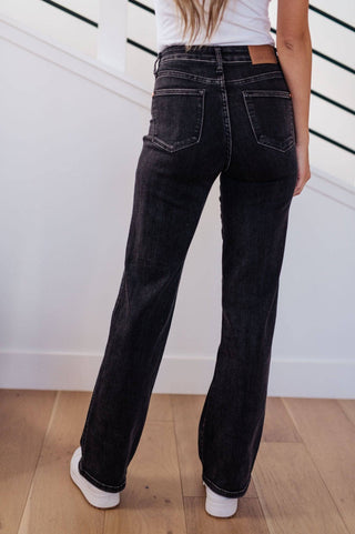 Joan High Rise Control Top Straight Jeans in Washed Black - 1985 the VAULT Boutique