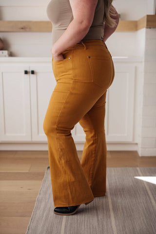 Melinda High Rise Control Top Flare Jeans in Marigold - 1985 the VAULT Boutique