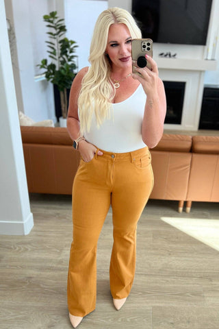 Melinda High Rise Control Top Flare Jeans in Marigold - 1985 the VAULT Boutique