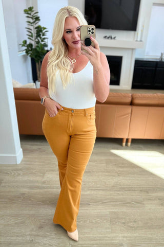 Melinda High Rise Control Top Flare Jeans in Marigold - 1985 the VAULT Boutique