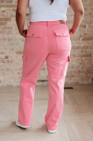 Peggy High Rise Cargo Straight Jeans in Pink - 1985 the VAULT Boutique