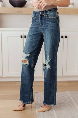 Rose High Rise 90's Straight Jeans in Dark Wash - 1985 the VAULT Boutique