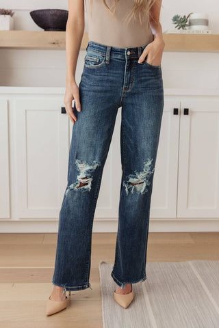 Rose High Rise 90's Straight Jeans in Dark Wash - 1985 the VAULT Boutique