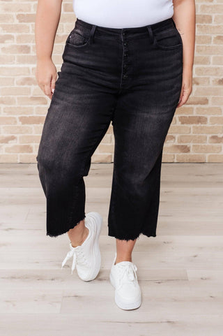 Ryan High Rise Button Fly Wide Leg Crop Jeans - 1985 the VAULT Boutique