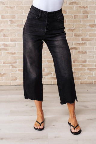 Ryan High Rise Button Fly Wide Leg Crop Jeans - 1985 the VAULT Boutique