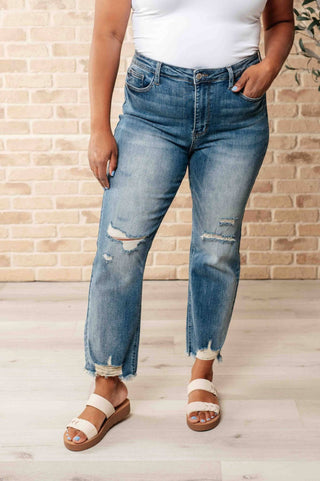 Sammy High Waist Distressed Crop Straight Leg Jeans - 1985 the VAULT Boutique