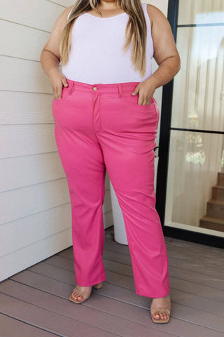 Tanya Control Top Faux Leather Pants in Hot Pink - 1985 the VAULT Boutique